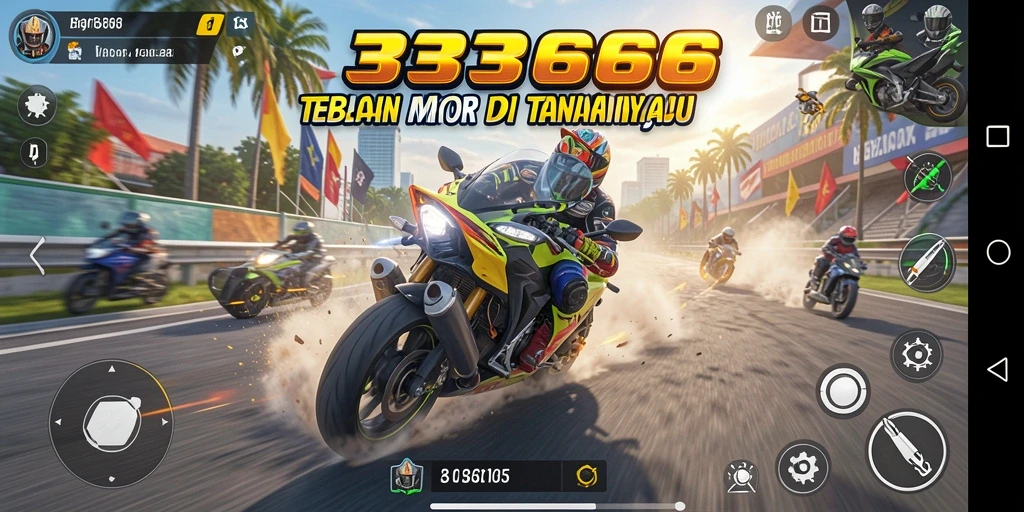 Gameplay seru dari balapan motor dalam 333666.
