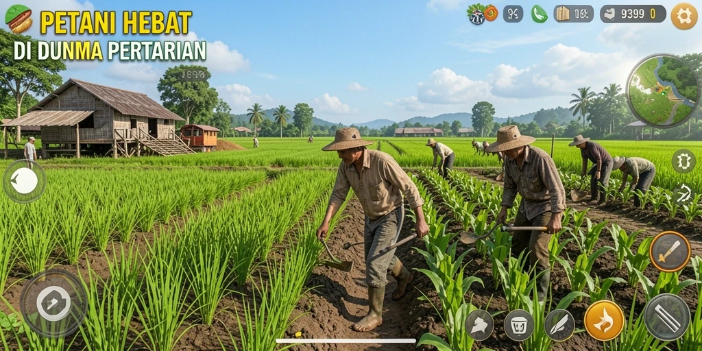 Tampilan gameplay 9399 yang seru saat bertani.