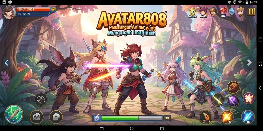 Screenshot gameplay AVATAR808 yang menampilkan pertempuran karakter Anime.