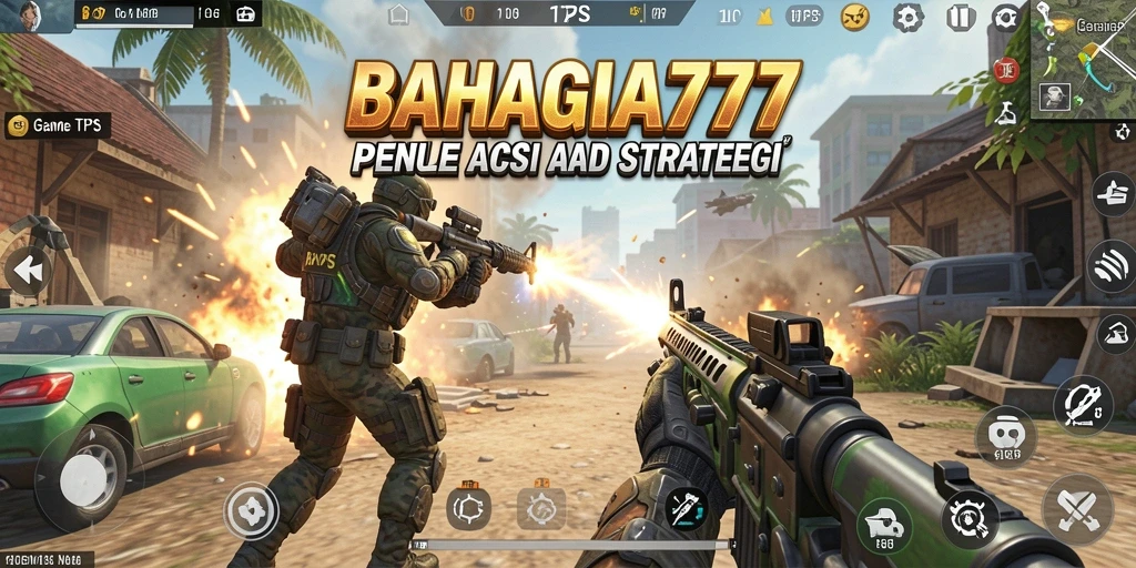 Tampilan gameplay menegangkan dalam BAHAGIA777 dengan aksi TPS.