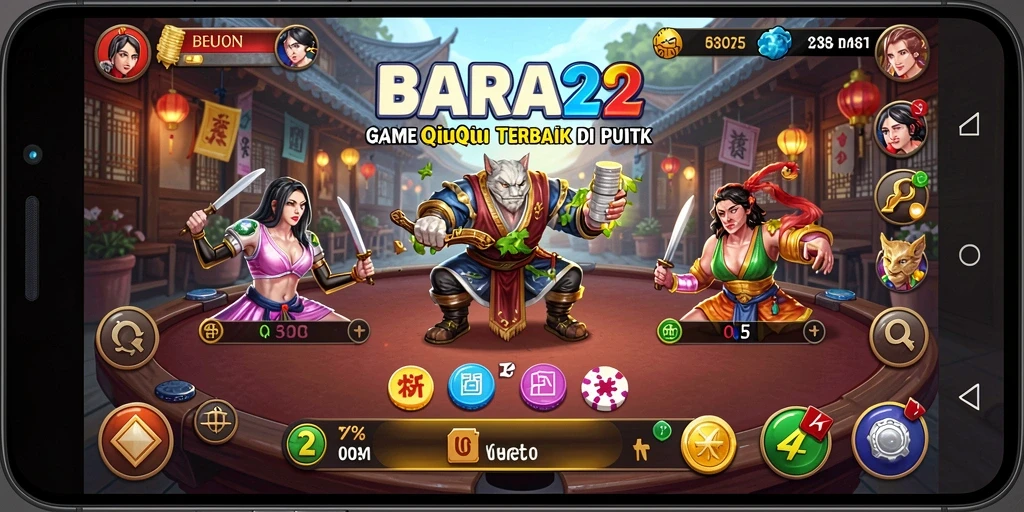 Tampilan gameplay seru BARA22 dengan aksi QiuQiu yang menarik.