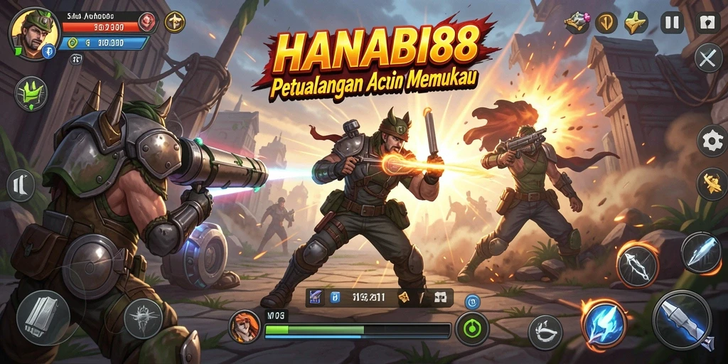 Tampilan gameplay menegangkan dalam HANABI88 dengan aksi penuh kecepatan.
