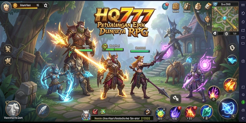 Gameplay RPG HQ777 dengan karakter dan pertarungan yang menakjubkan.