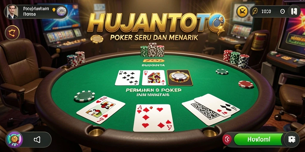 Screenshot gameplay HUJANTOTO menampilkan suasana Poker yang mendebarkan.