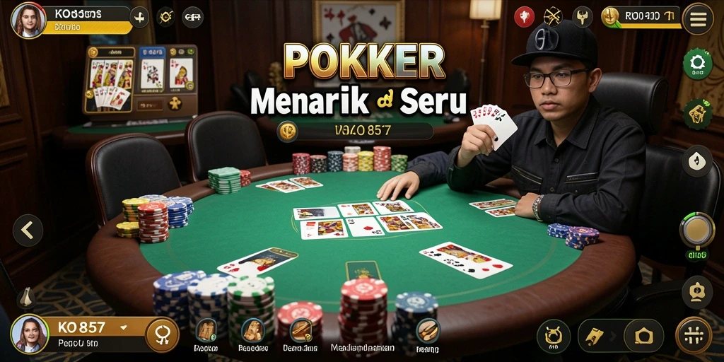 Tampilan menarik dari gameplay KO857 saat bermain Poker.
