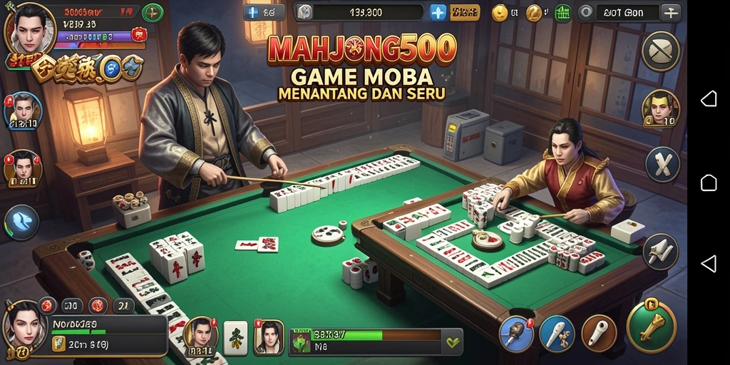 Tampilan menarik dari gameplay MAHJONG500 di arena pertempuran.