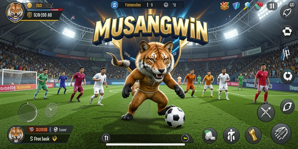 Tampilan gameplay nyata dalam pertandingan sepak bola seru.