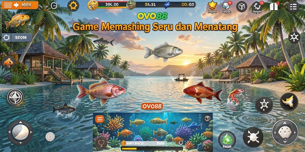 Tampilan gameplay OVO88 dengan aksi memancing yang seru dan interaksi antar pemain.