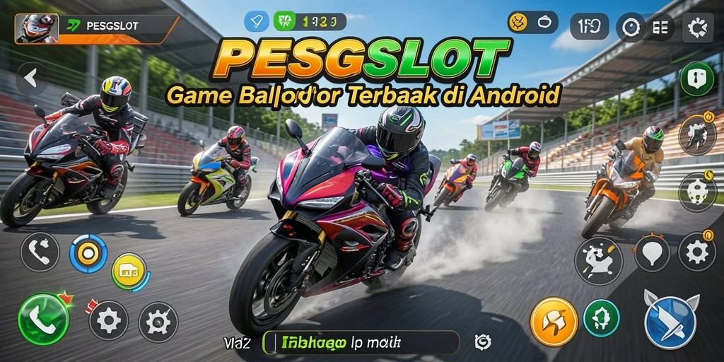 Gameplay PESGSLOT yang mendebarkan di lintasan balap motor.