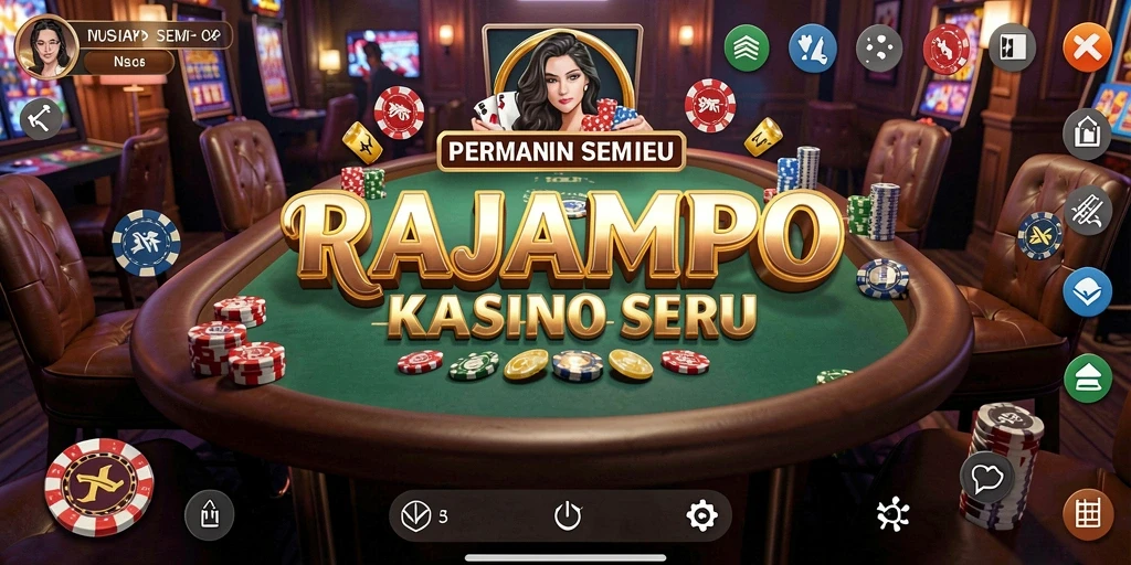 Tampilan gameplay menarik dari RAJAMPO dengan variasi permainan Kasino.