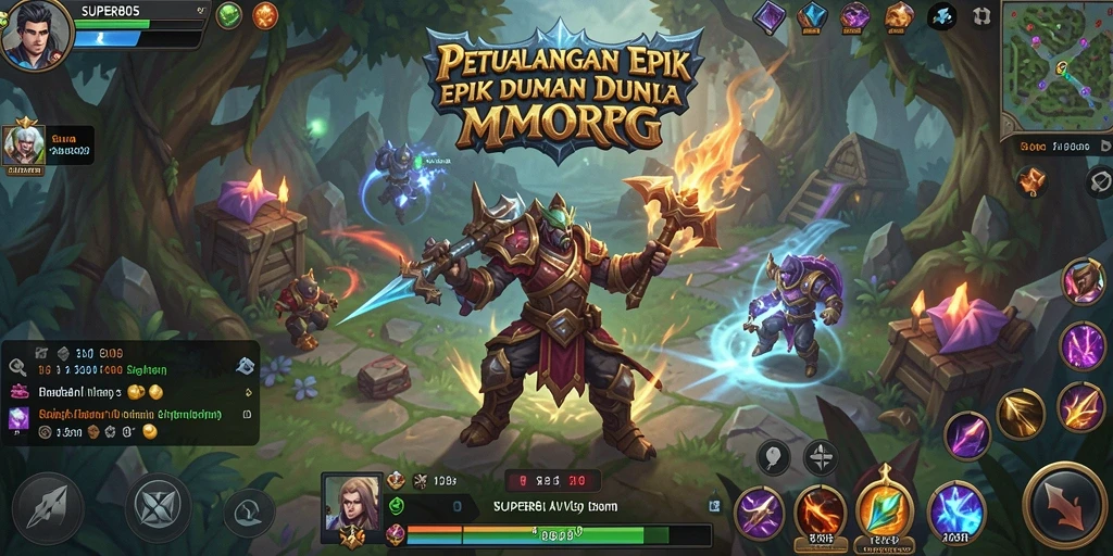 Tampilan gameplay SUPER805 dengan dunia MMORPG yang menarik.