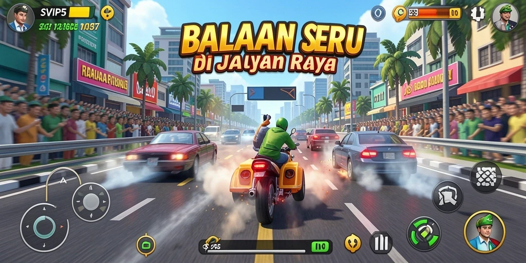 Tampilan gameplay SVIP5 yang mendebarkan dan penuh aksi balap.
