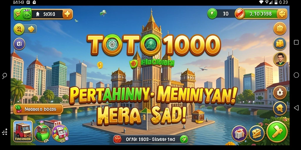 Screenshot gameplay TOTO1000 menampilkan pertahanan menara yang intens.